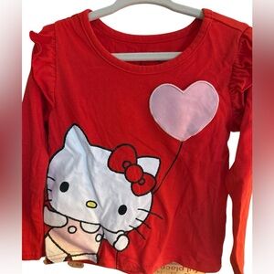 Hello Kitty Girls Shirt Size 3T Red Long Sleeve Heart Balloon Sanrio